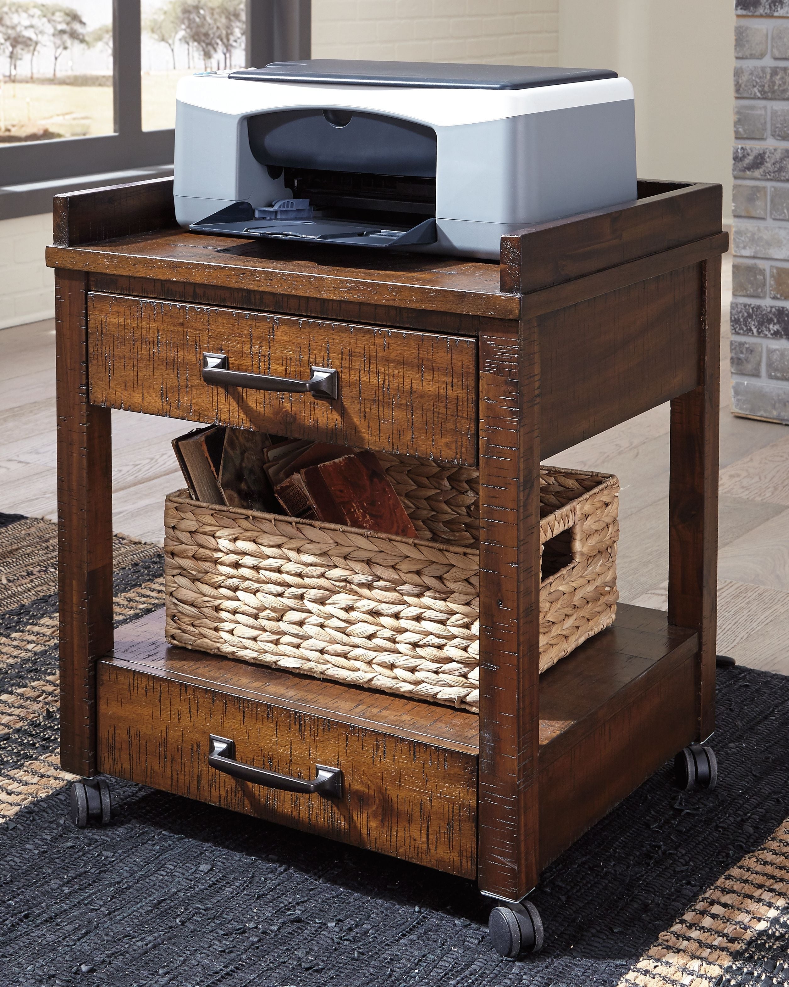 Ashley Furniture Baldridge - Rustic Brown - Printer Stand | Meri Furniture