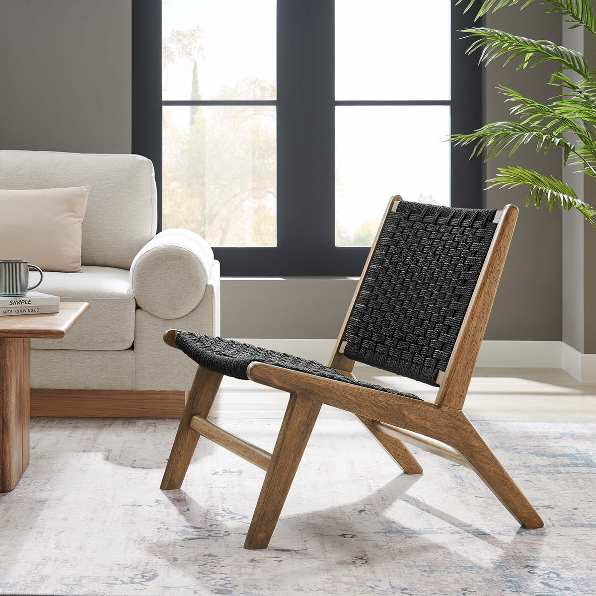 Saoirse Woven Rope Wood Accent Lounge Chair by Modway