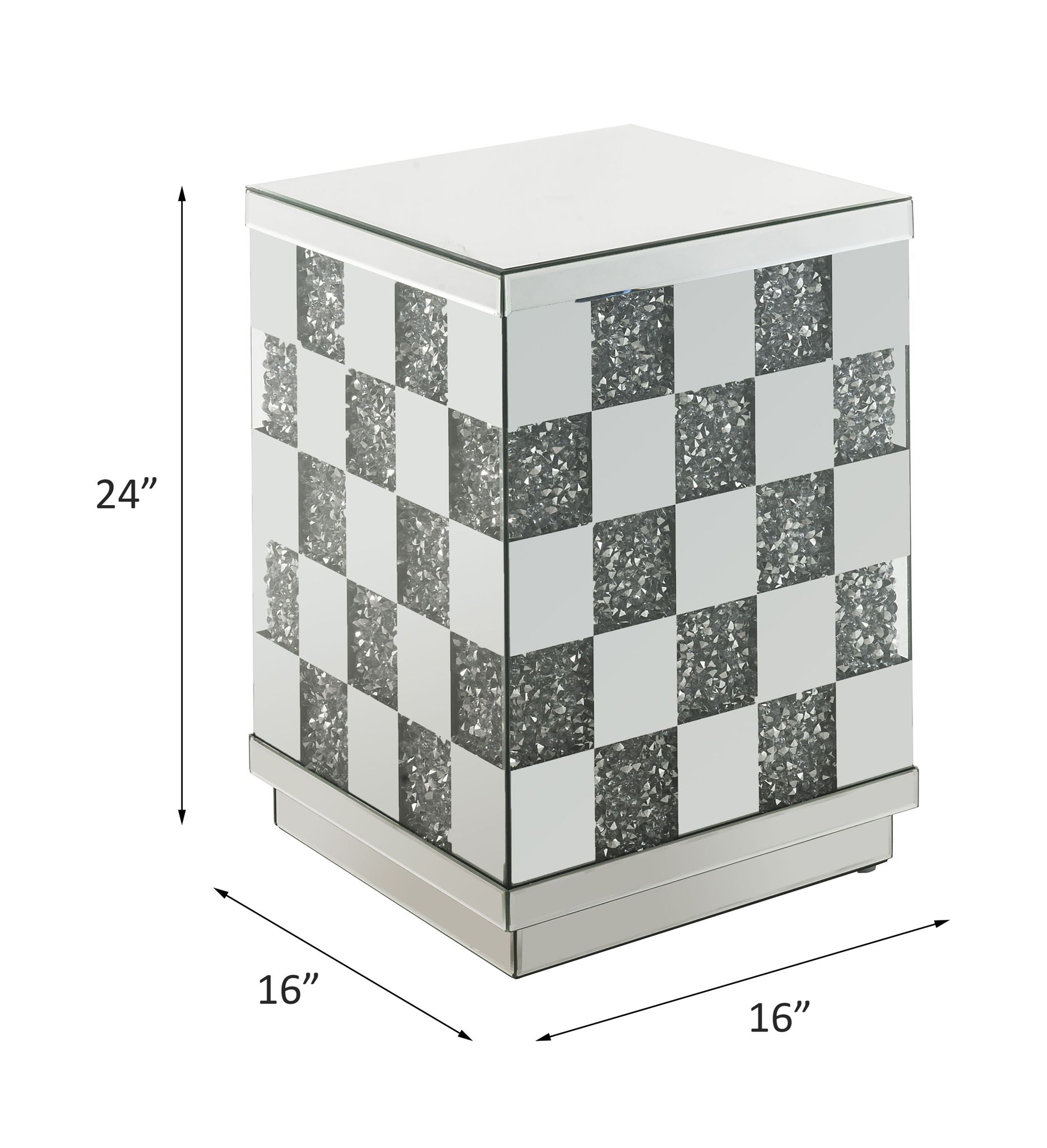 Noralie - 16" Square End Table - Mirrored & Faux Diamonds