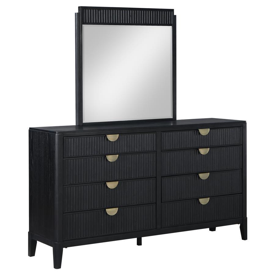 Coaster Fine Furniture Brookmead - 8-Drawer Dresser With Mirror - Black | Meri Furniture