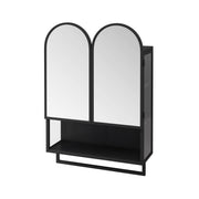 Double Arched Mirror Wall Cabinet With 2 Doors, Featuring Adjustable Shelves And Towel Rack