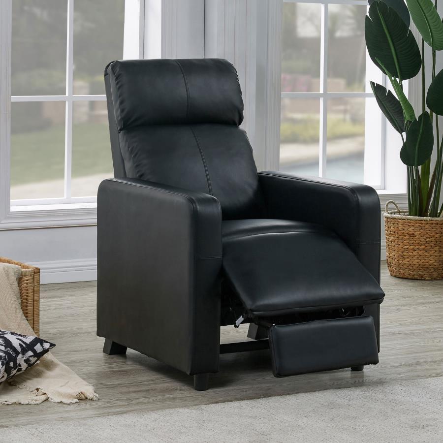 Coaster Fine Furniture Toohey - Upholstered Home Theater Push Back Recliner - Black | Meri Furniture