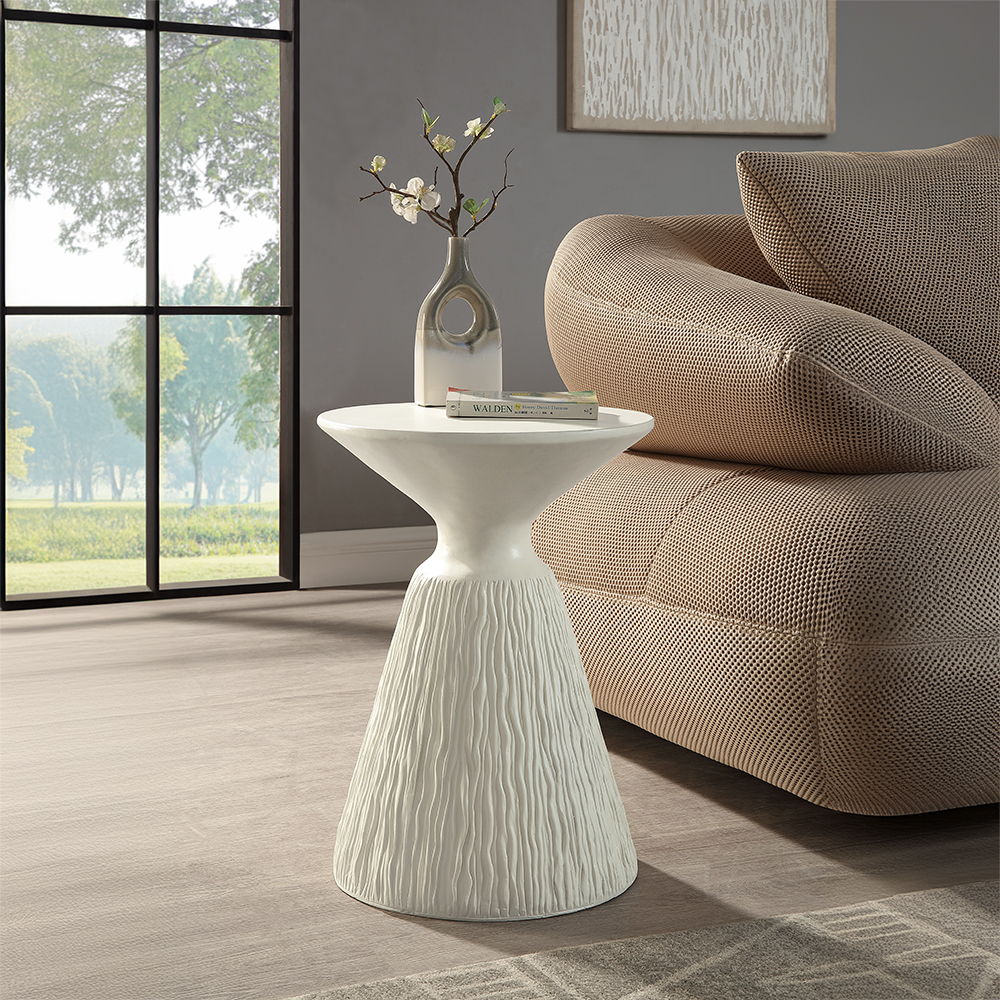 ACME Duane - Accent Table - Natural White Finish | Meri Furniture