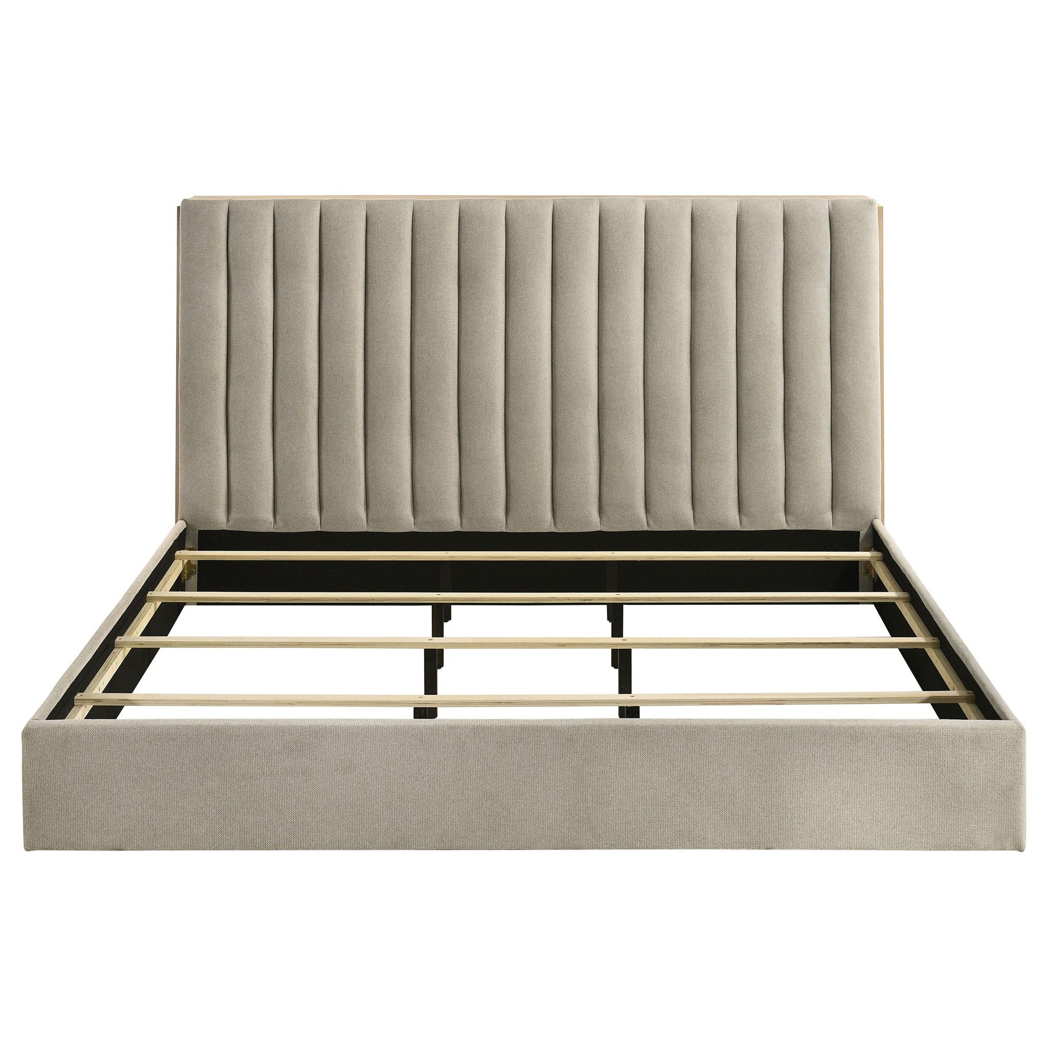 Arielle Eastern King Bookcase Panel Storage Bed Light Oak