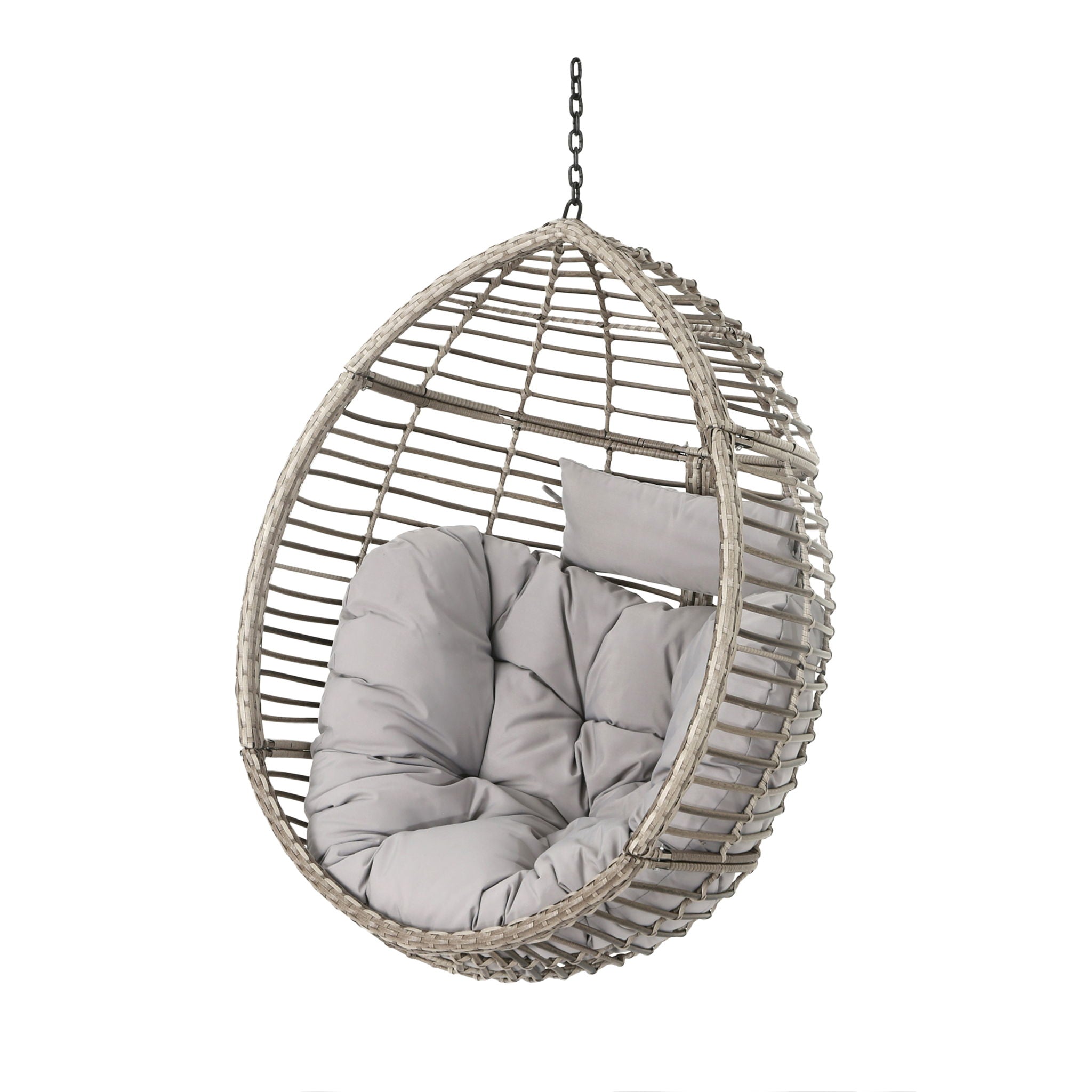 Hanging Basket Chair With Metal Frame And Seat Cushion