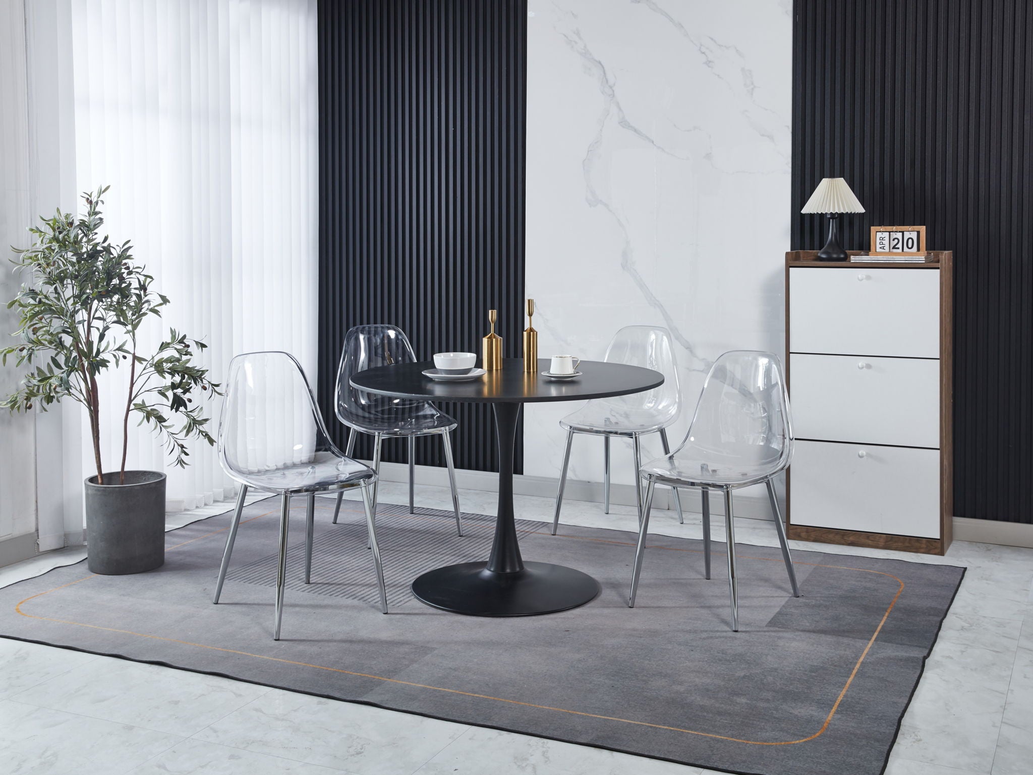 Transparent Plastic Seat Dining Chair (Set of 4)