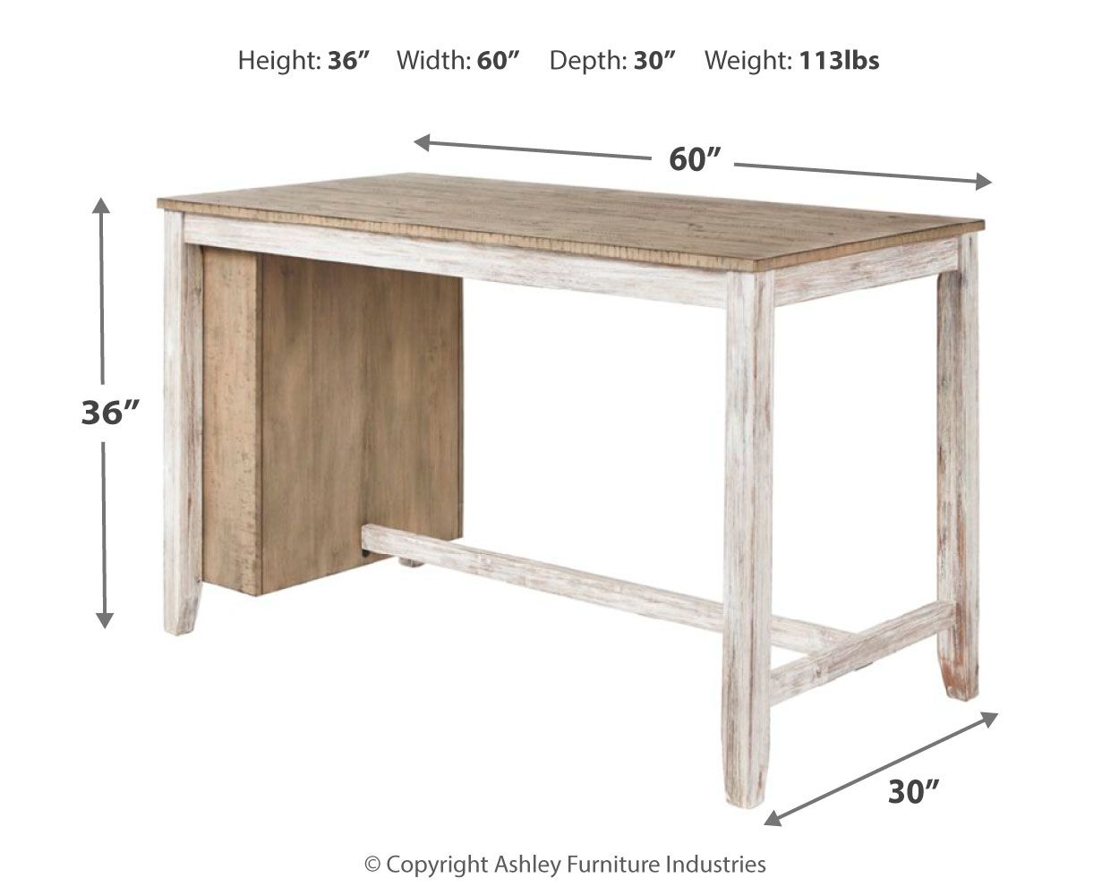 Signature Design by Ashley® Skempton - White - Rectangular Counter Table With Storage | Meri Furniture