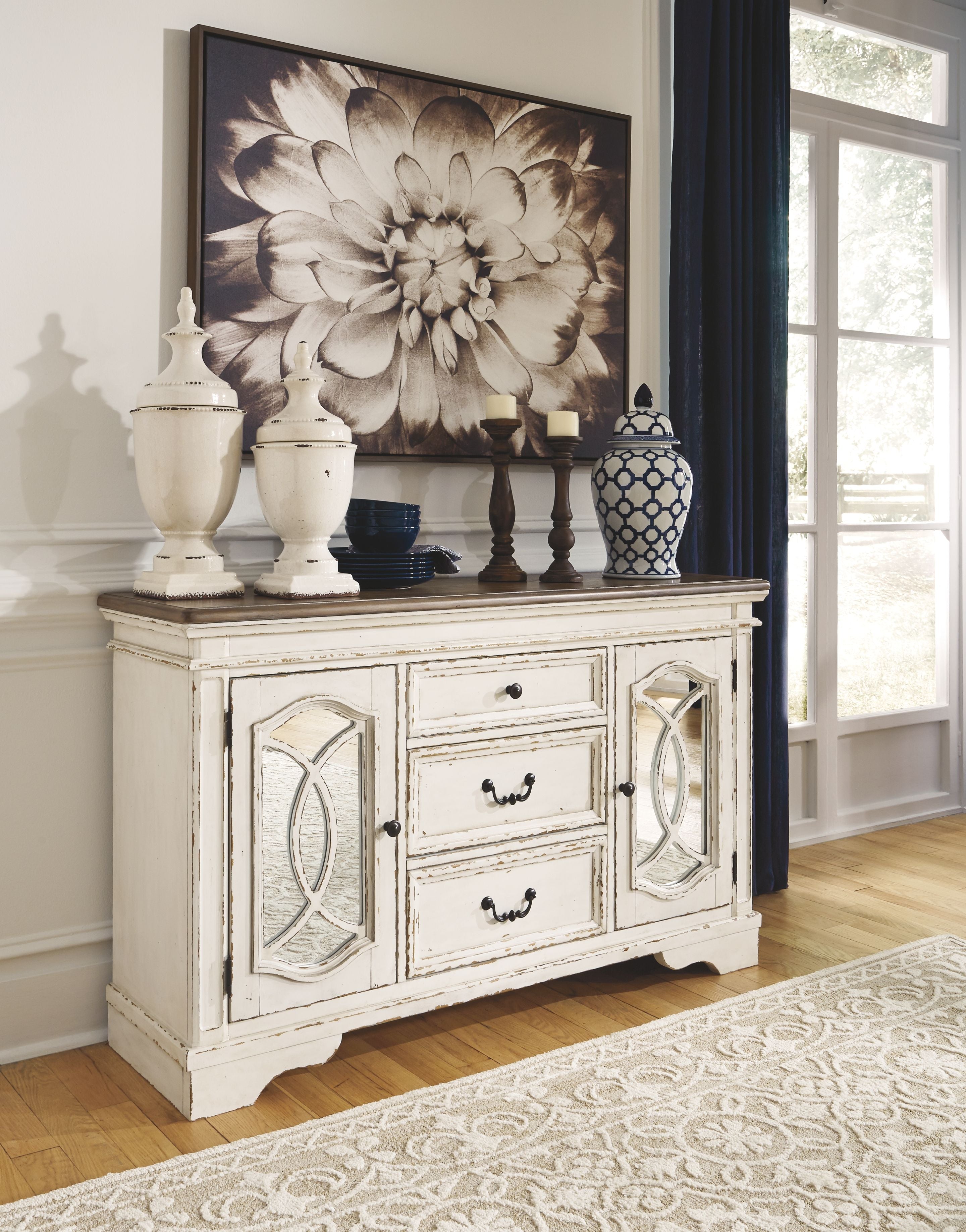 Ashley Furniture Realyn - Chipped White - Dining Room Server | Meri Furniture