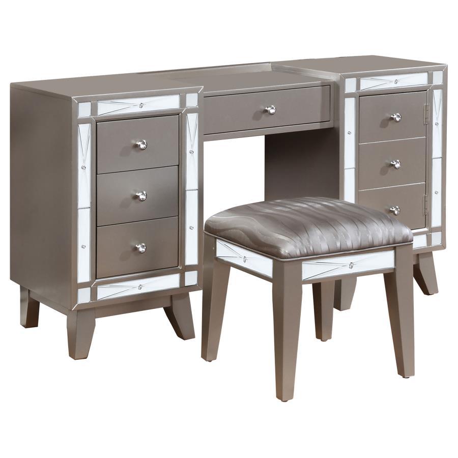 Coaster Fine Furniture Leighton - Vanity Table And Stool Set - Metallic Mercury | Meri Furniture