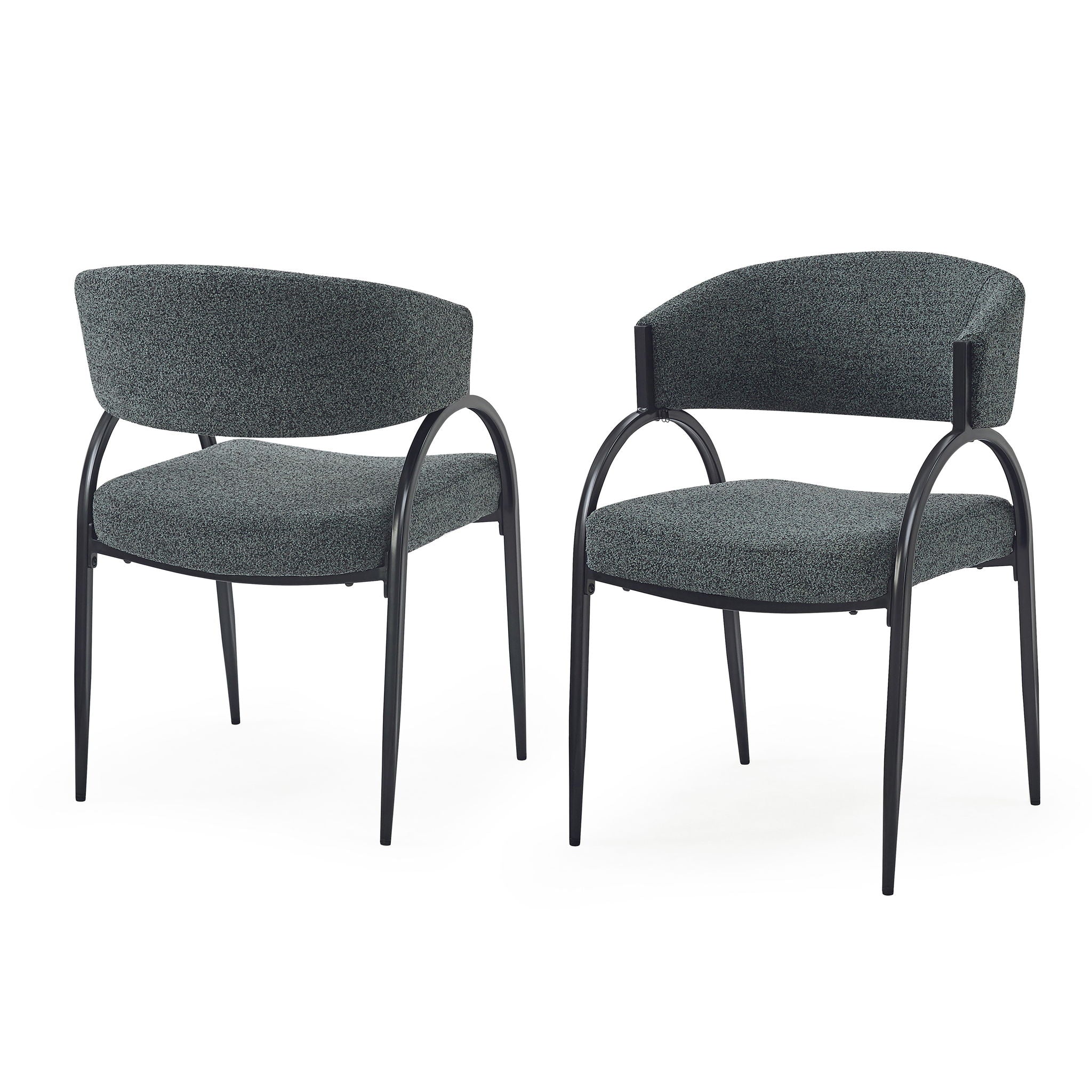 Contemporary Upholstered Dining Chairs With Metal Legs (Set of 2)