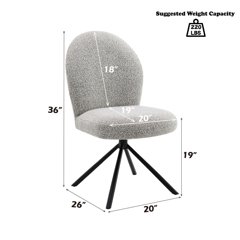 Lawton - Side Chair With Swivel Set of 2) - Gray Boucle & Black