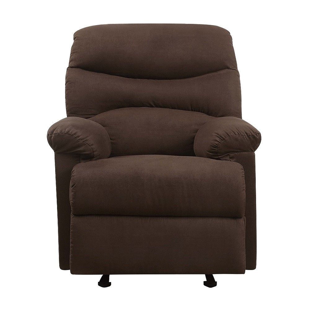 The lovely Arcadia Glider recliner offers comfort, style and value for any home. A smooth microfiber seat cushion provides relaxation from seat to toe with an easy to reach external handle for operating the reclining mechanism.