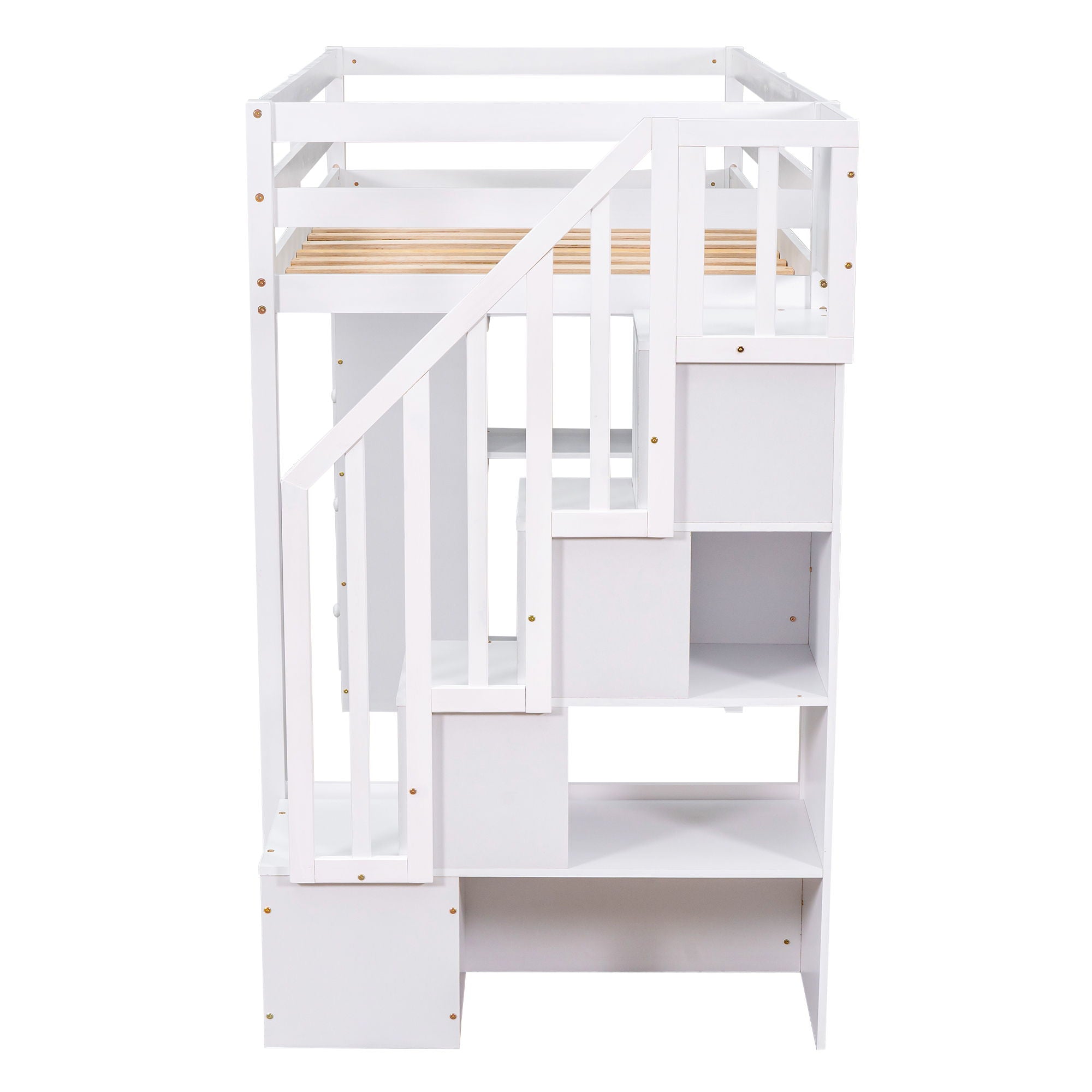 Loft Bed With Storage Drawers And Stairs With Shelves