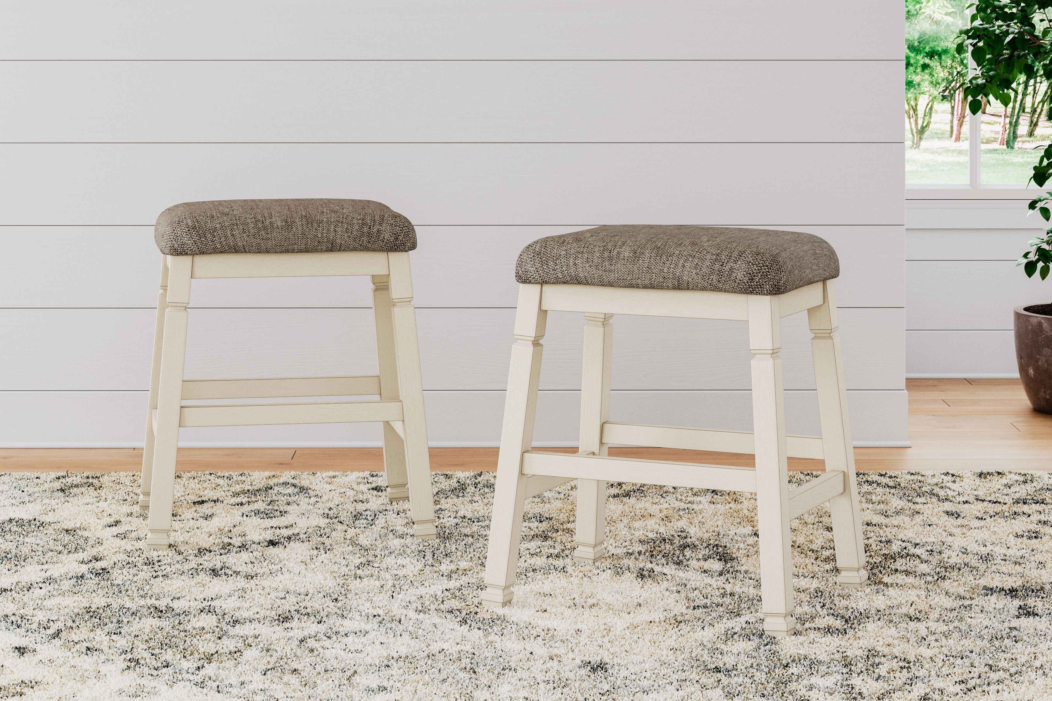 Signature Design by Ashley® Bolanburg - Beige - Upholstered Stool (Set of 2) | Meri Furniture