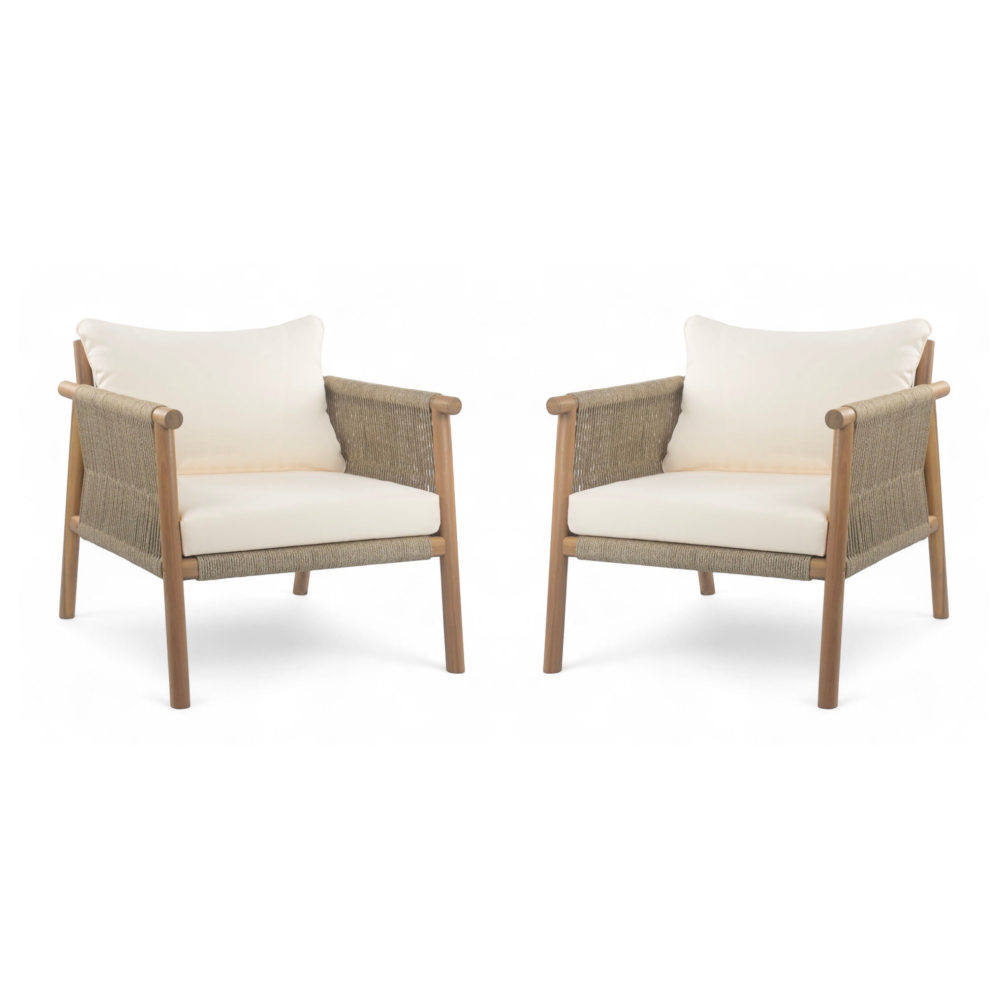 Modern Outdoor Woven Lounge Chair With Solid Frame And Cushions