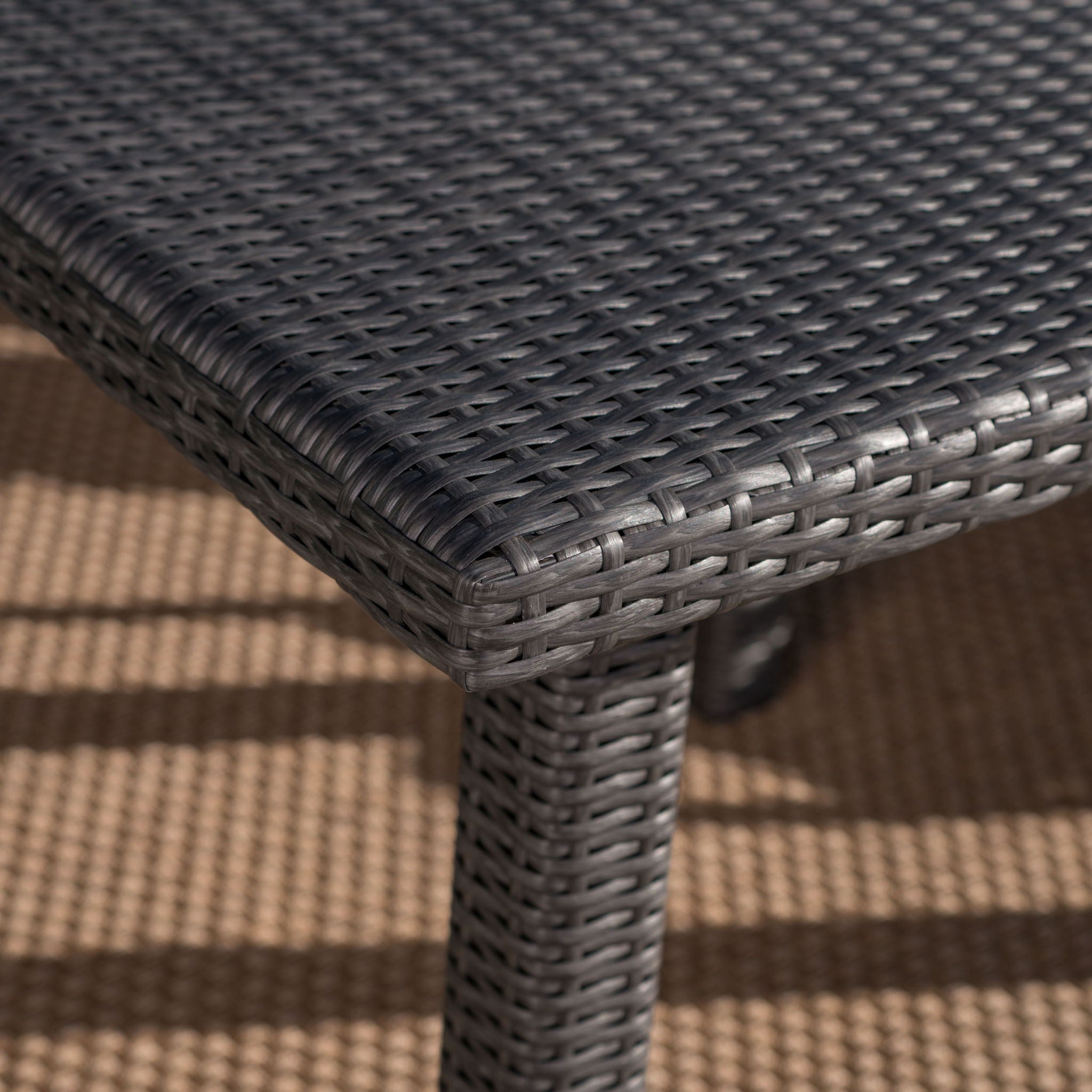 Outdoor Square Rattan Wicker Dining Table - Gray