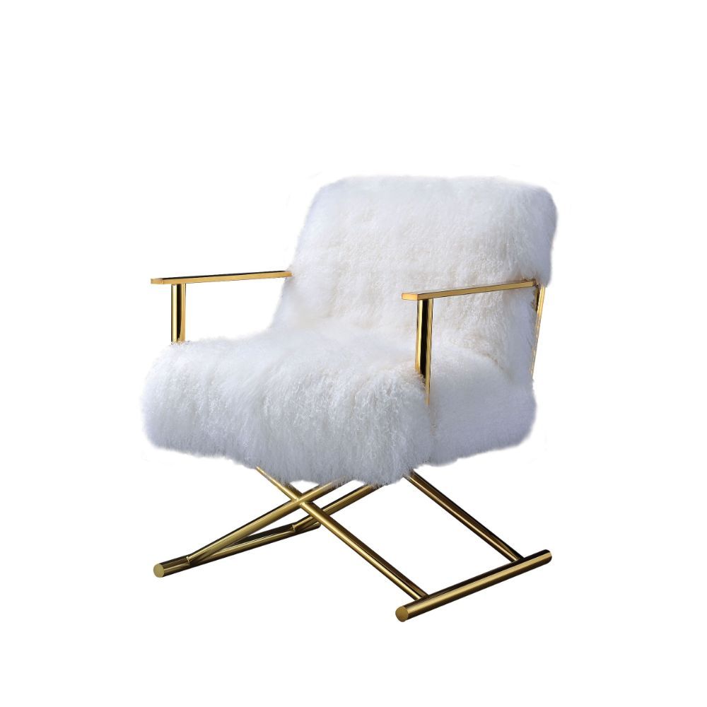 ACME Bagley - Accent Chair - Wool & Gold Brass | Meri Furniture