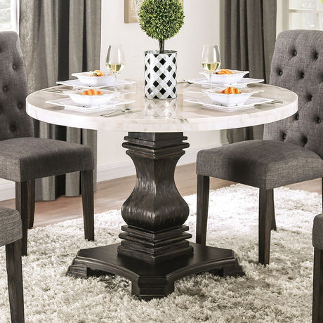 Furniture of America Elfredo - Round Table - White / Antique Black | Meri Furniture