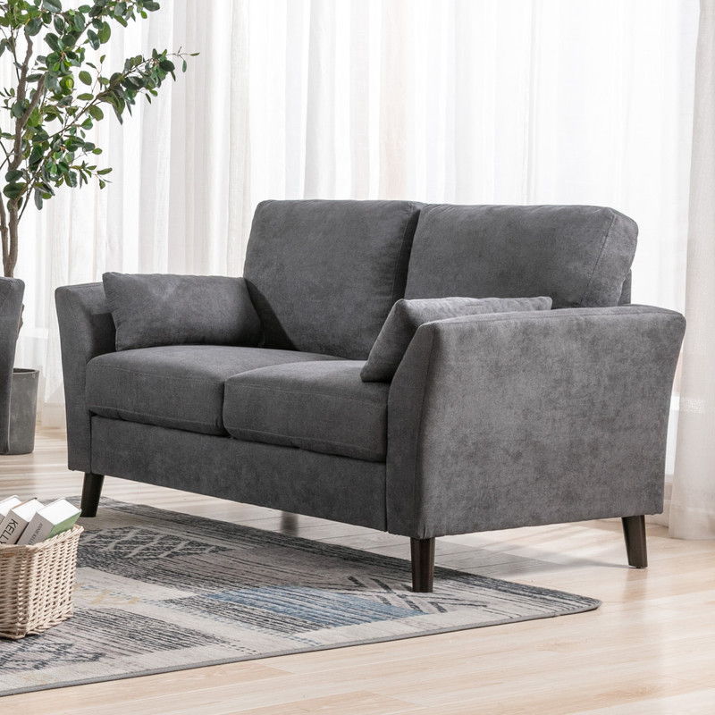 Damian 57"W Gray Woven Fabric Loveseat