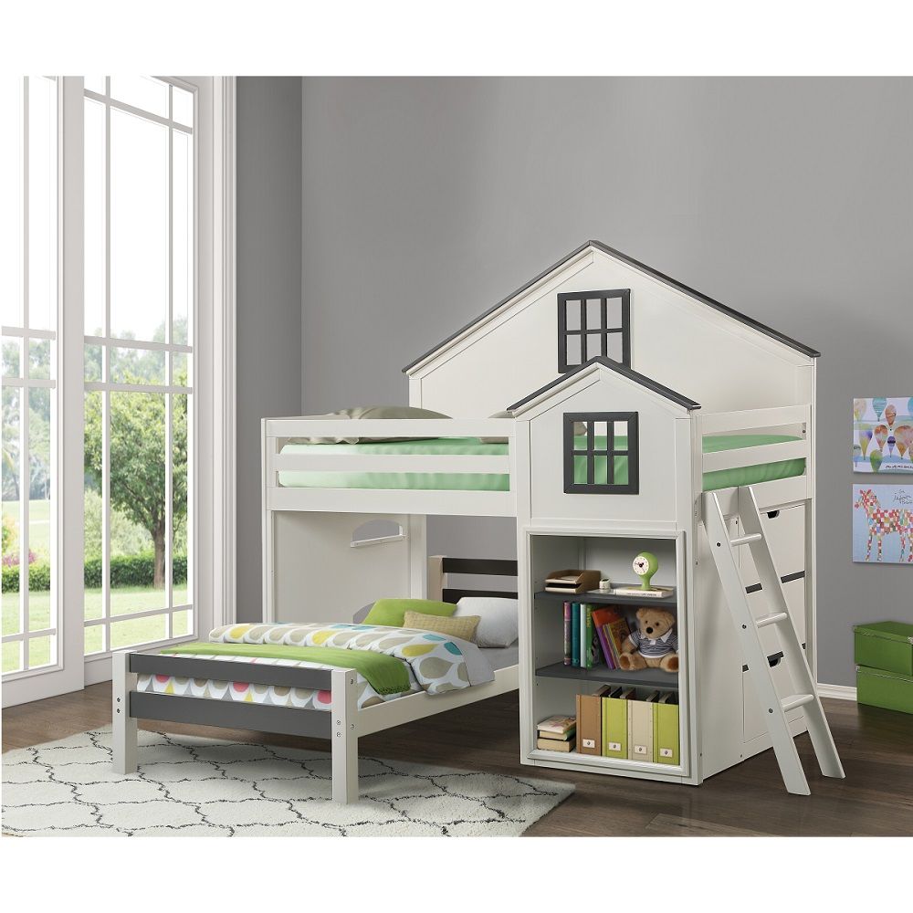 ACME Ratana - Twin Bed - Gray & White | Meri Furniture