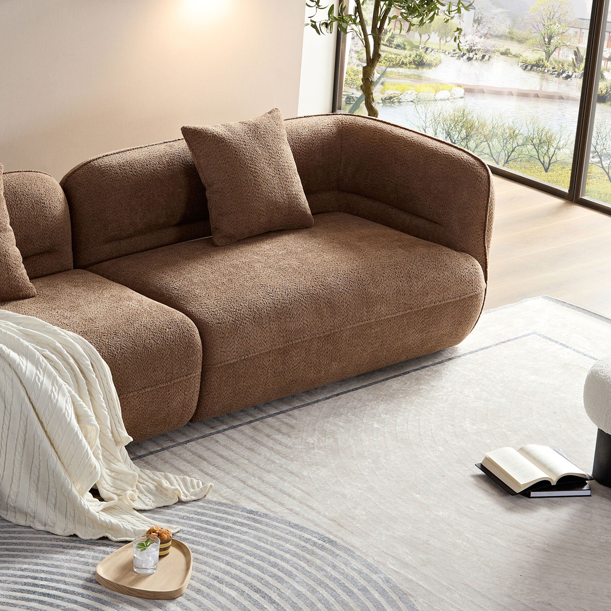 Sectional Sofa With Durable Fabric, Solid Wood Frame, And High Density Sponge Fill