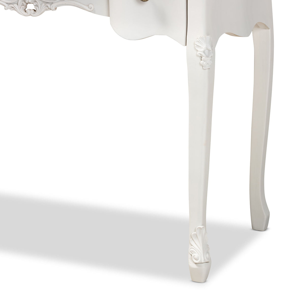 Sophie Classic Traditional French Country White and Brown Finished Small 3-Drawer Wood Console Table
