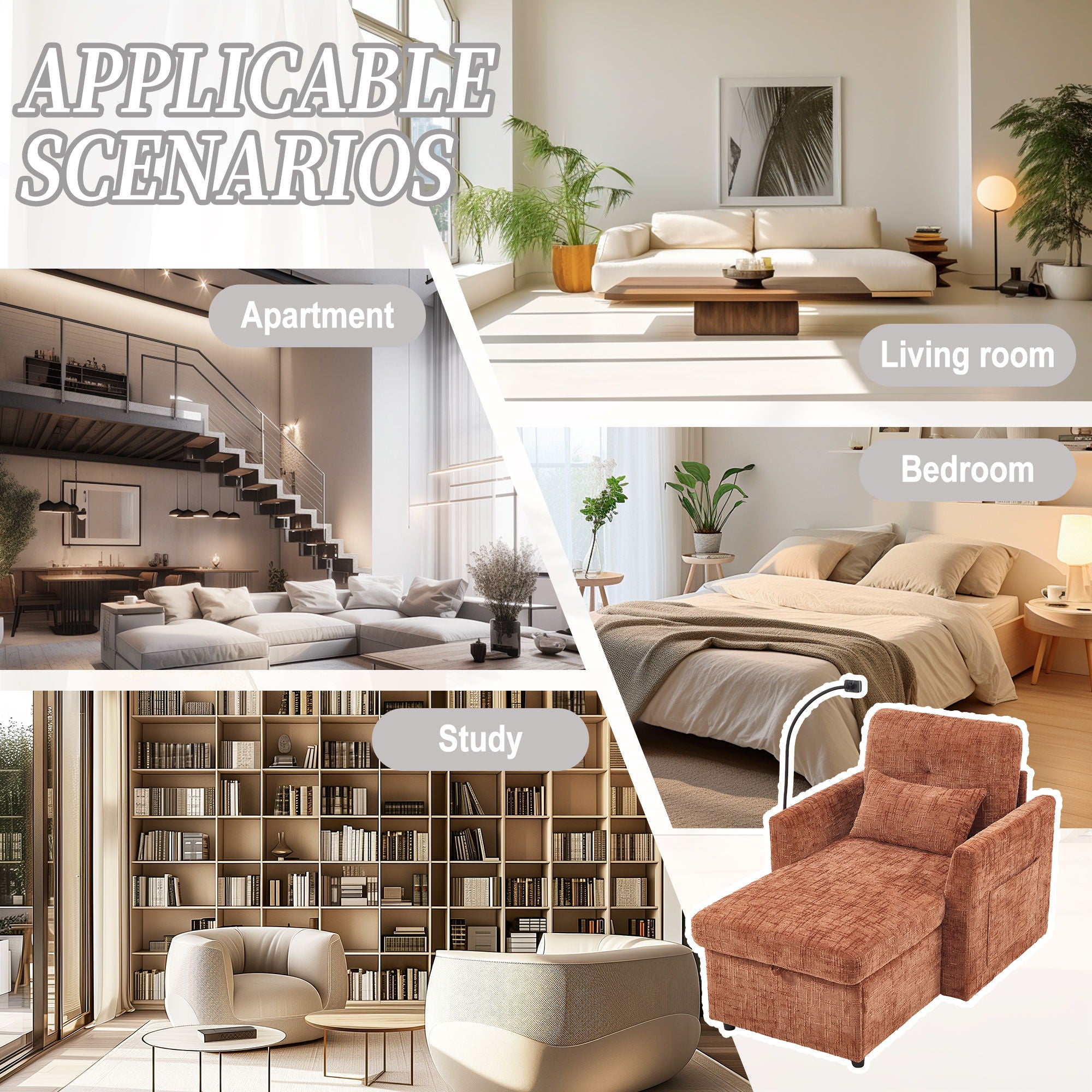 Multifunctional Chenille Recliner Sofa With Storage And Phone Bracket