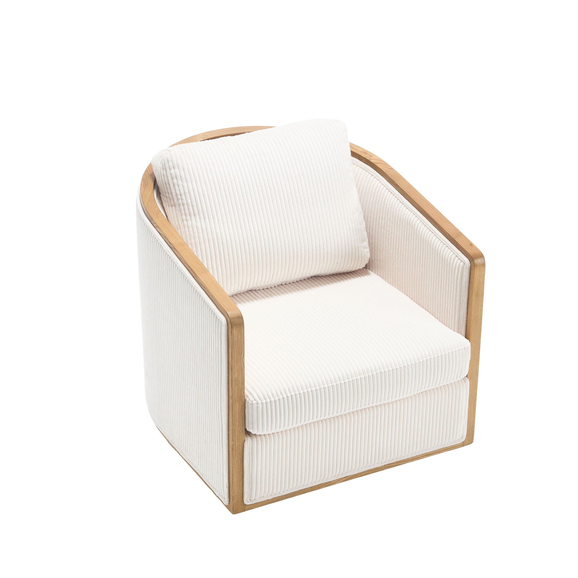 Corduroy Barrel Chair, 360 Degree Swivel