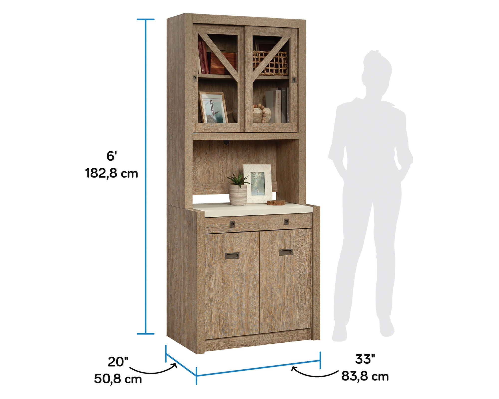 2-Door Base Cabinet & Library Hutch Bundle