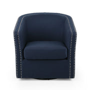 Modern Upholstered Swivel Club Chair With Nailhead Trim
