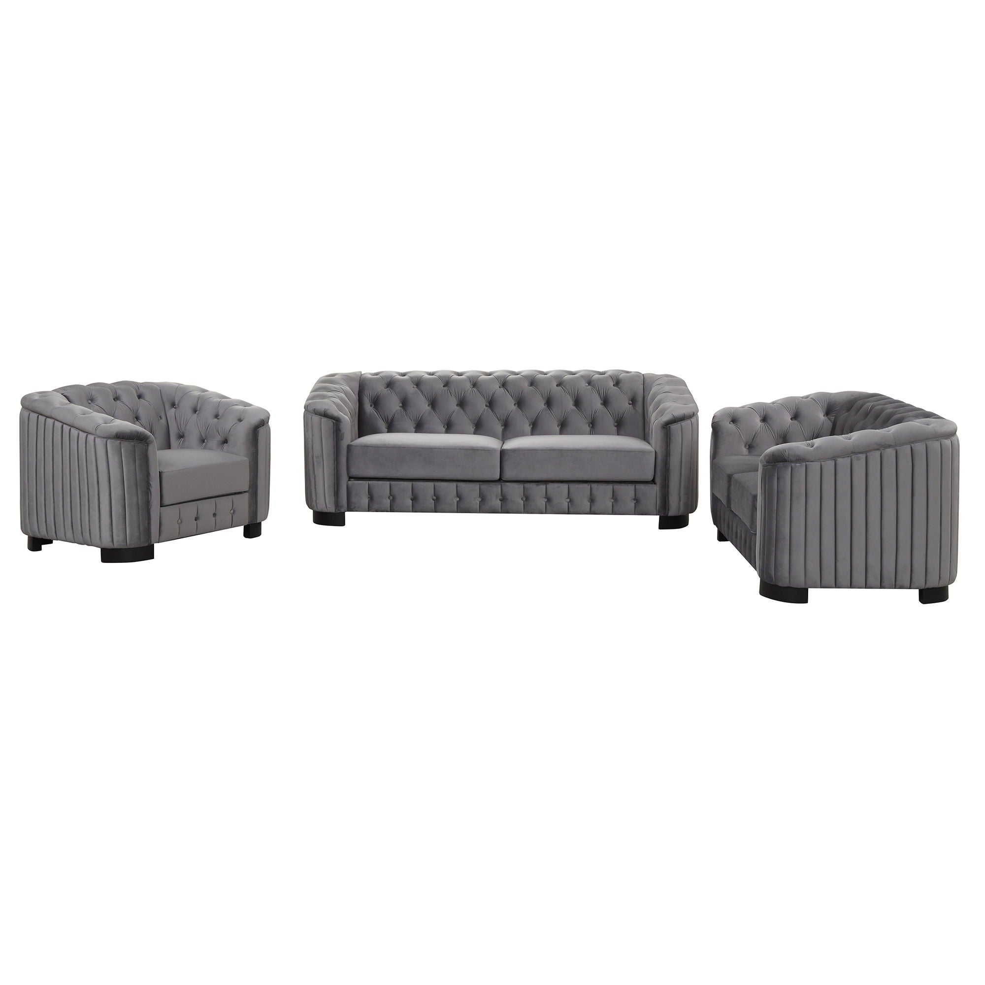 Upholstered 3 Piece Sofa Set With Legs