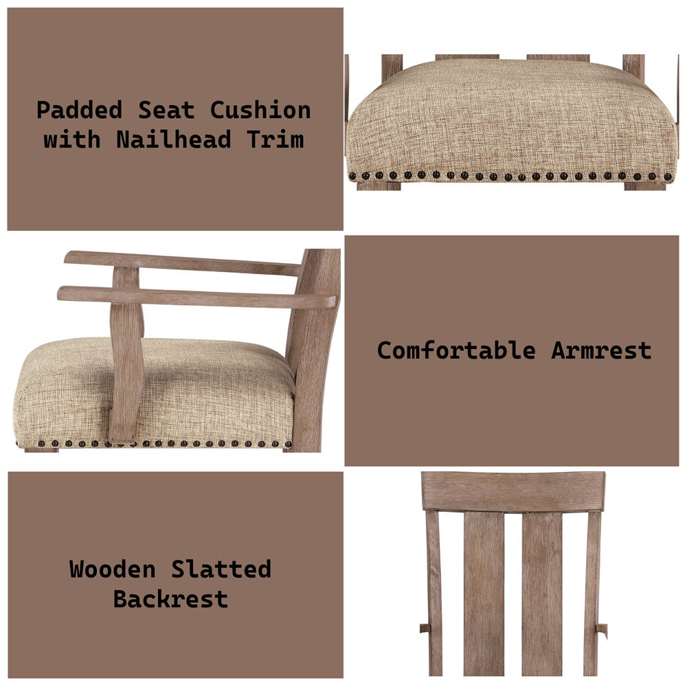 Nathaniel - Arm Chair Set of 2) - Fabric & Maple