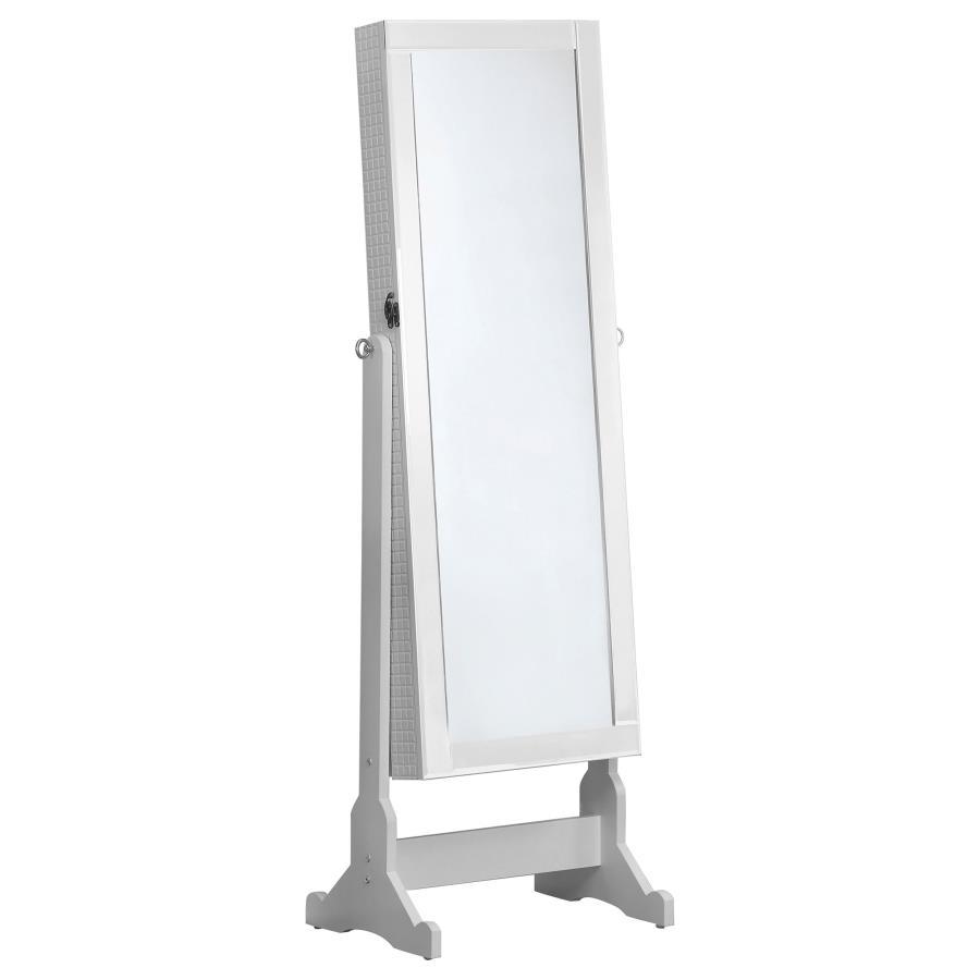 Coaster Fine Furniture Zayas - Cheval Mirror With Jewelry Storage - White | Meri Furniture