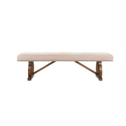 ACME Maurice - Bench - Khaki Linen & Antique Oak | Meri Furniture