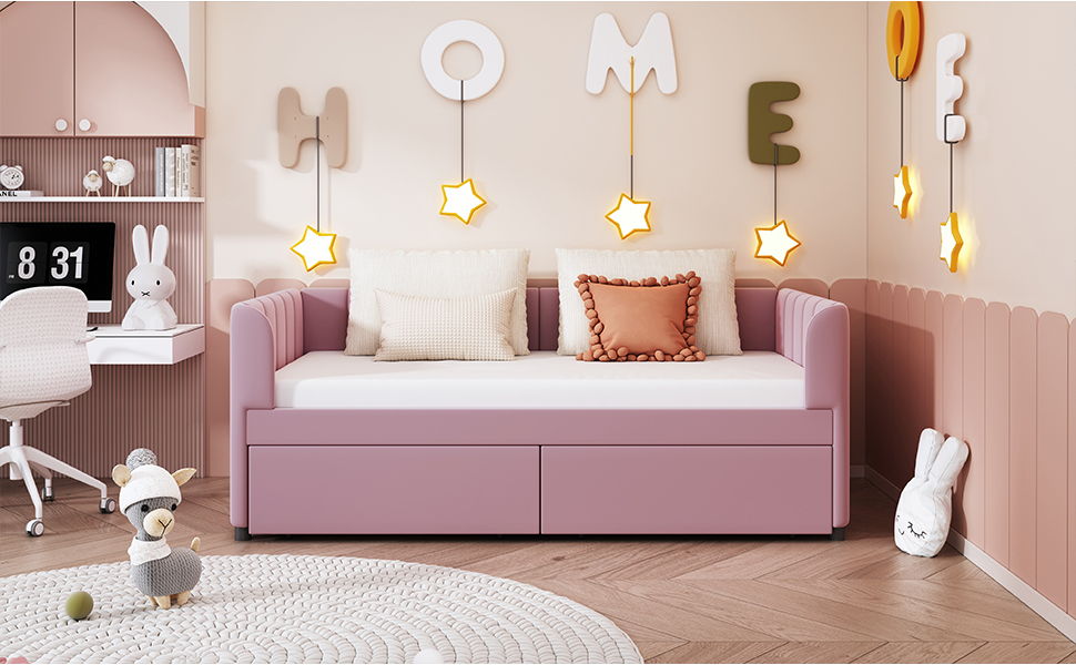 Upholstered Daybed With Ergonomic Design Backrest