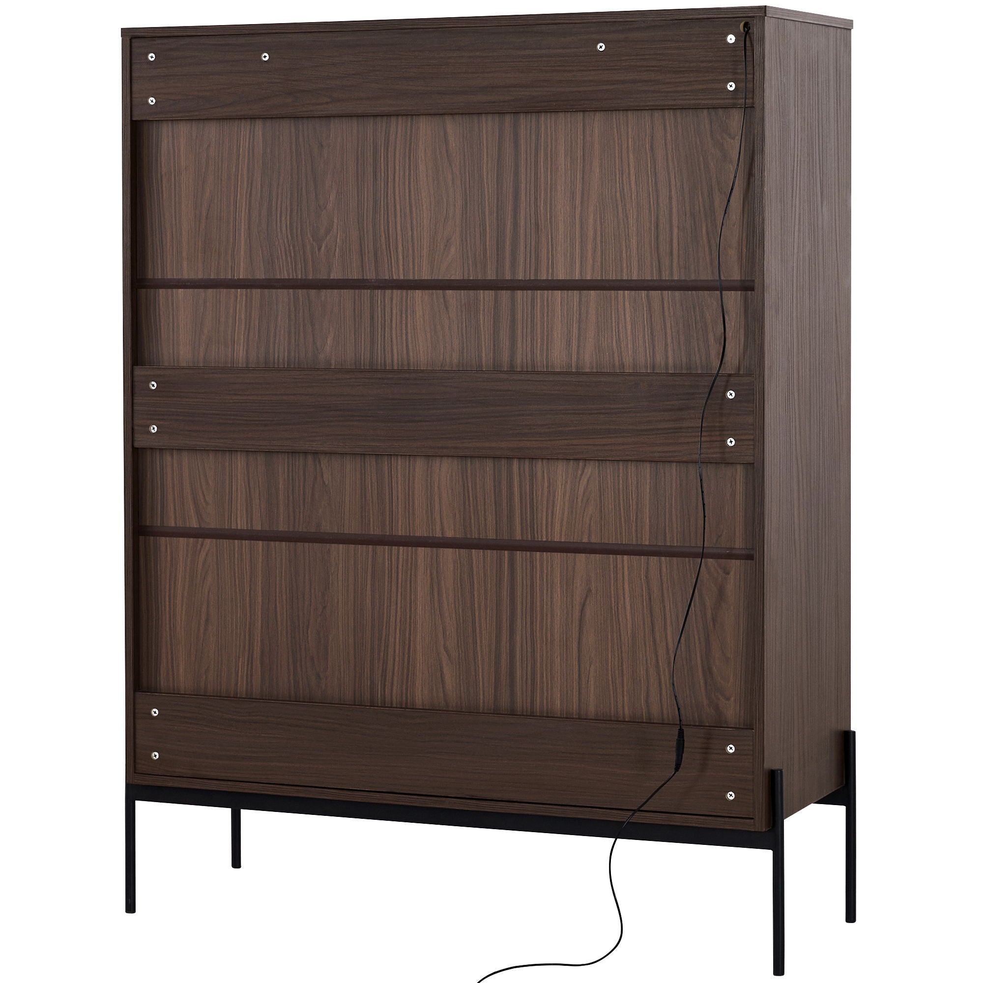 Modern Minimalist Style LED Curio Cabinet With Tempered Glass Door, Metal Legs