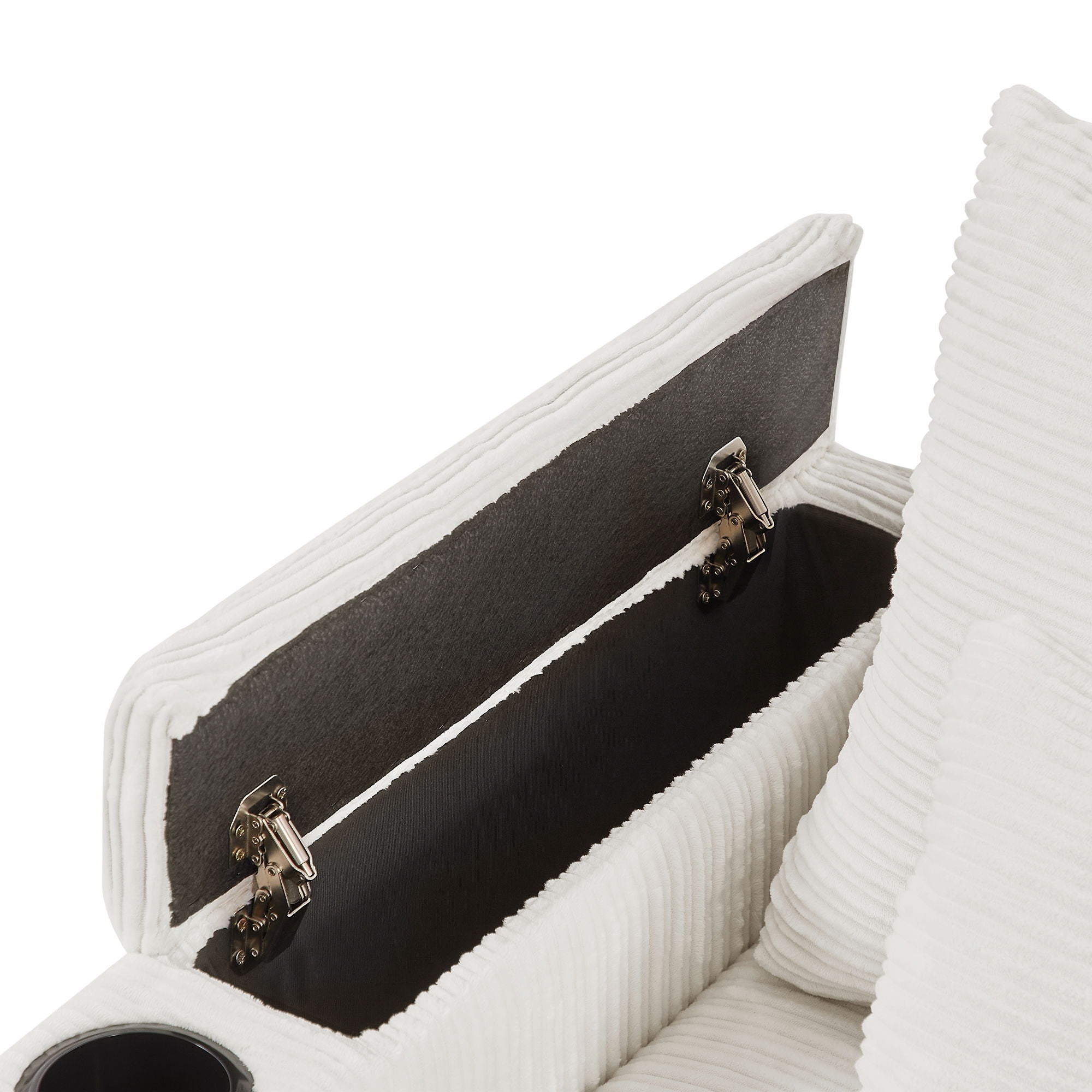 Single Sofa Couch With Storage Space, Movable Ottoman, USB Ports, Cup Holders, Phone Holder