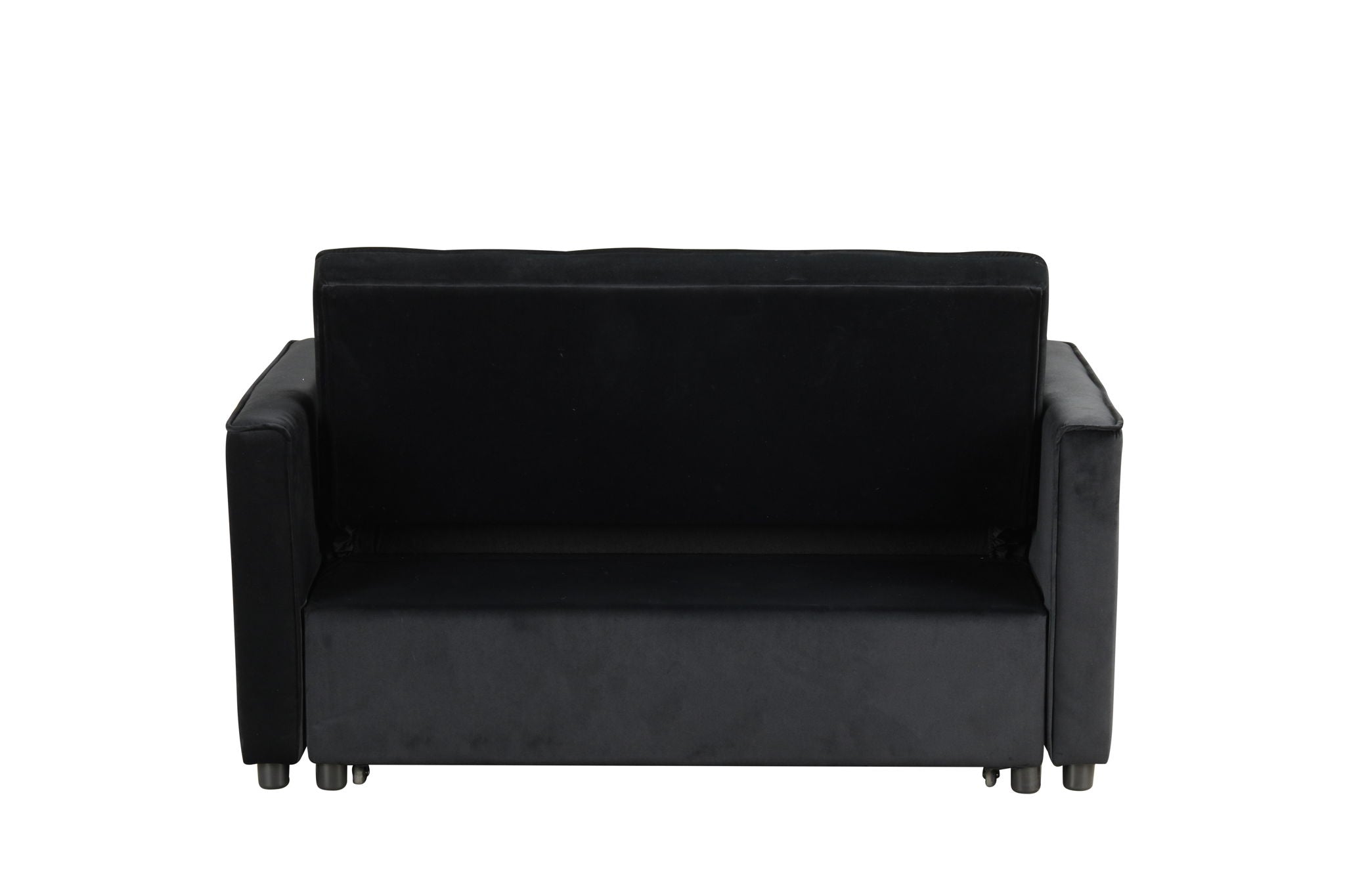 Maeve - Velvet Convertible Sleeper Loveseat With Tufting and Side Pocket - Black