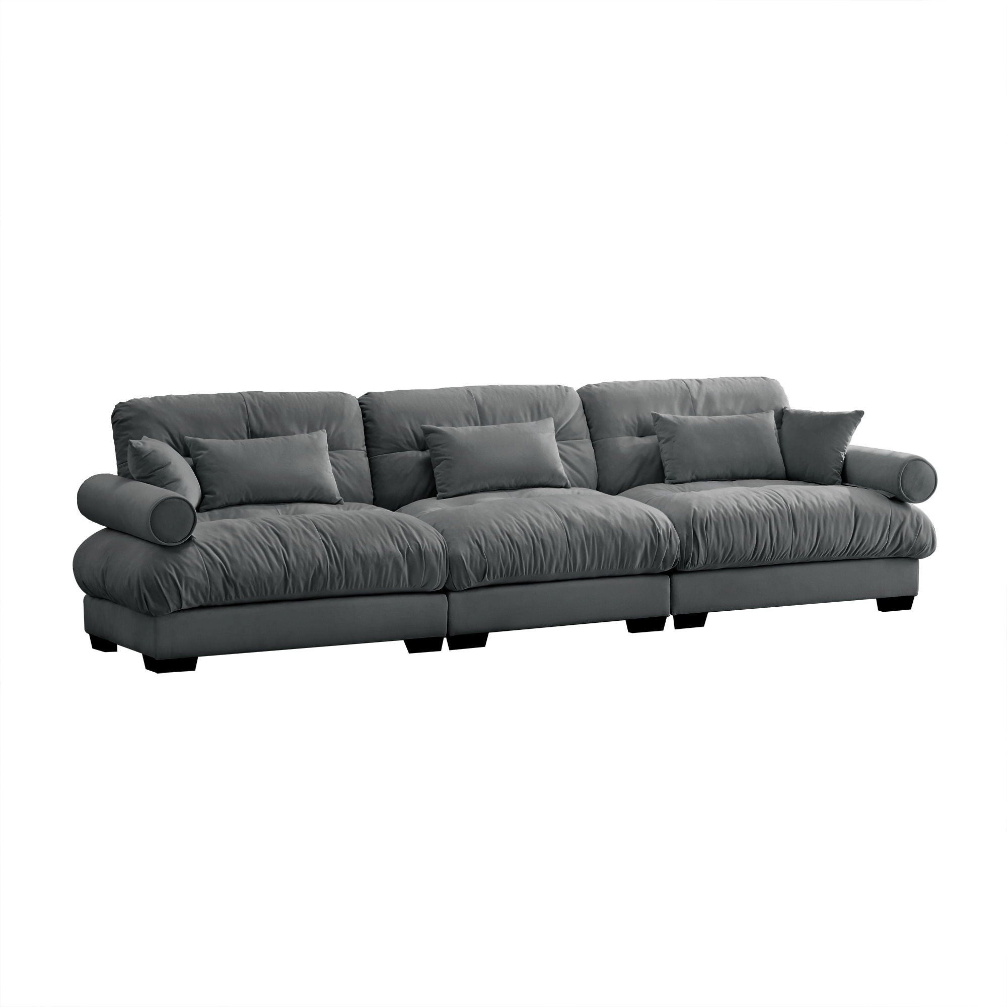 Modern Oversize Sofa With Cloud Like Comfort, Featuring Waist And Throw Pillows