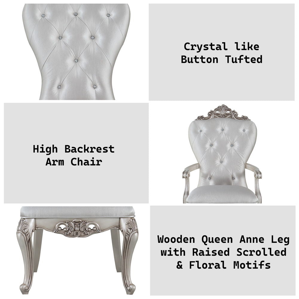 Gorsedd - Arm Chair Set of 2) - Cream Fabric & Golden Ivory