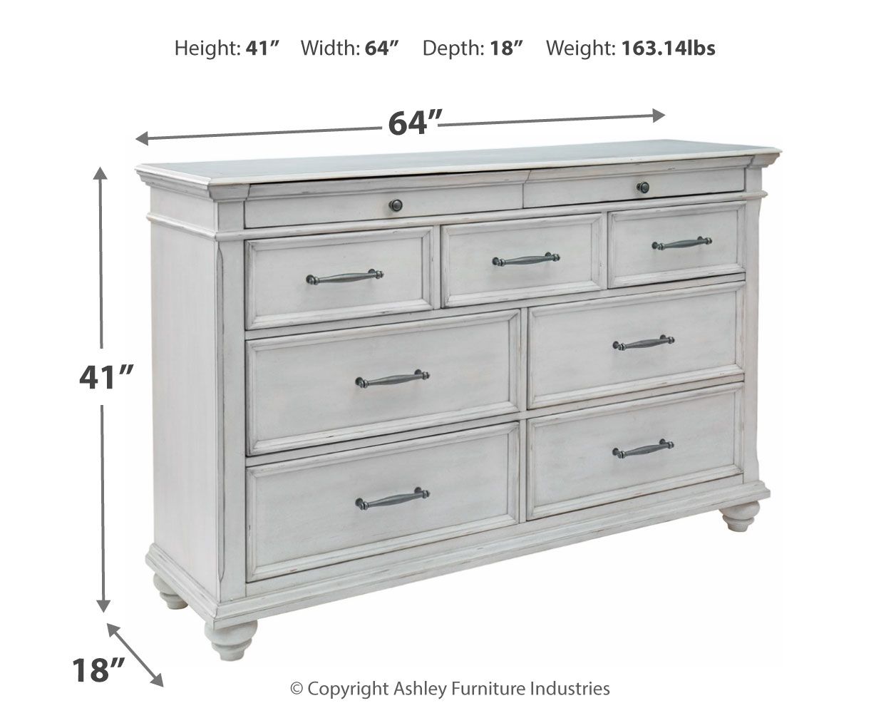 Ashley Furniture Kanwyn - Dresser, Mirror | Meri Furniture