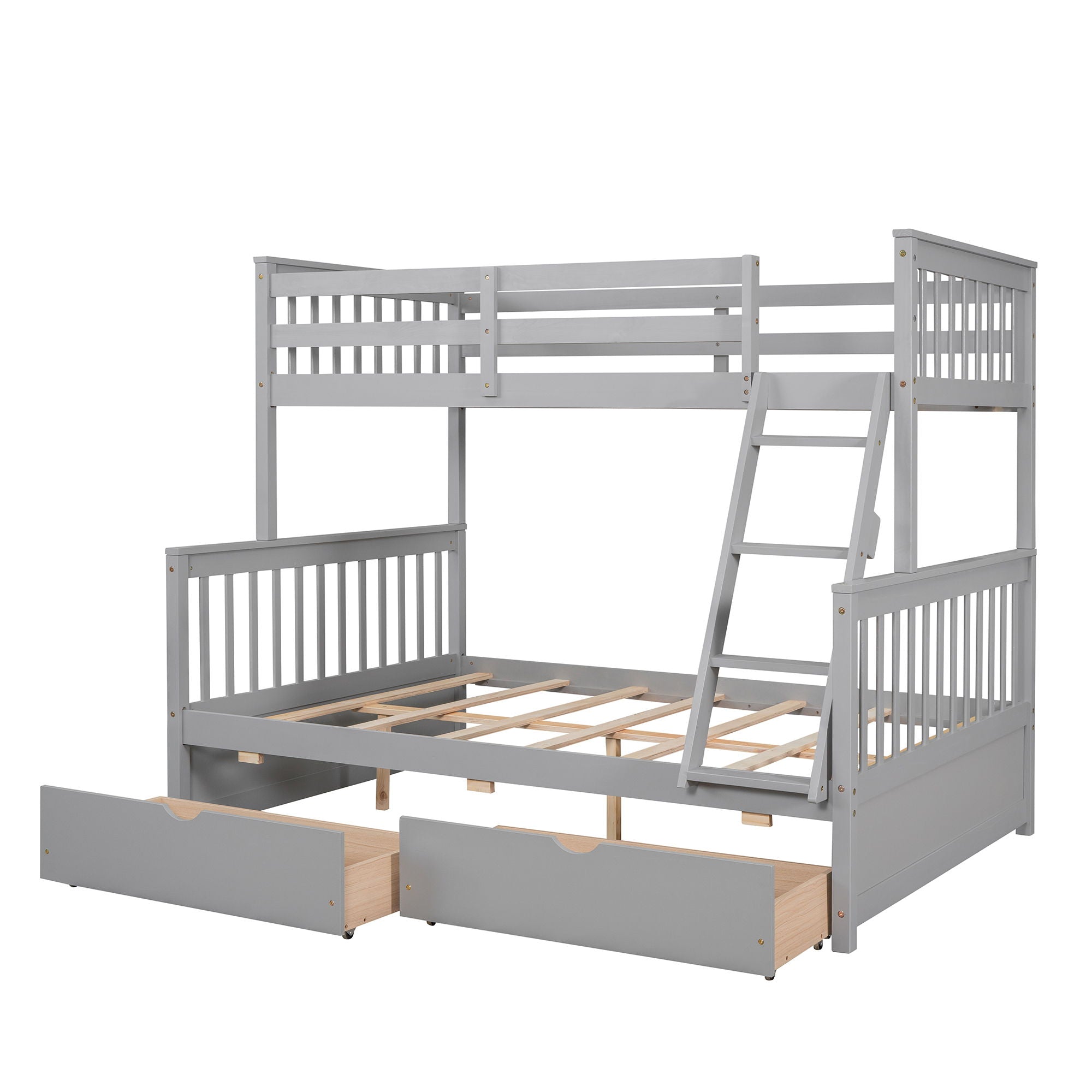 Bunk Bed With Ladders And 2 Storage Drawers