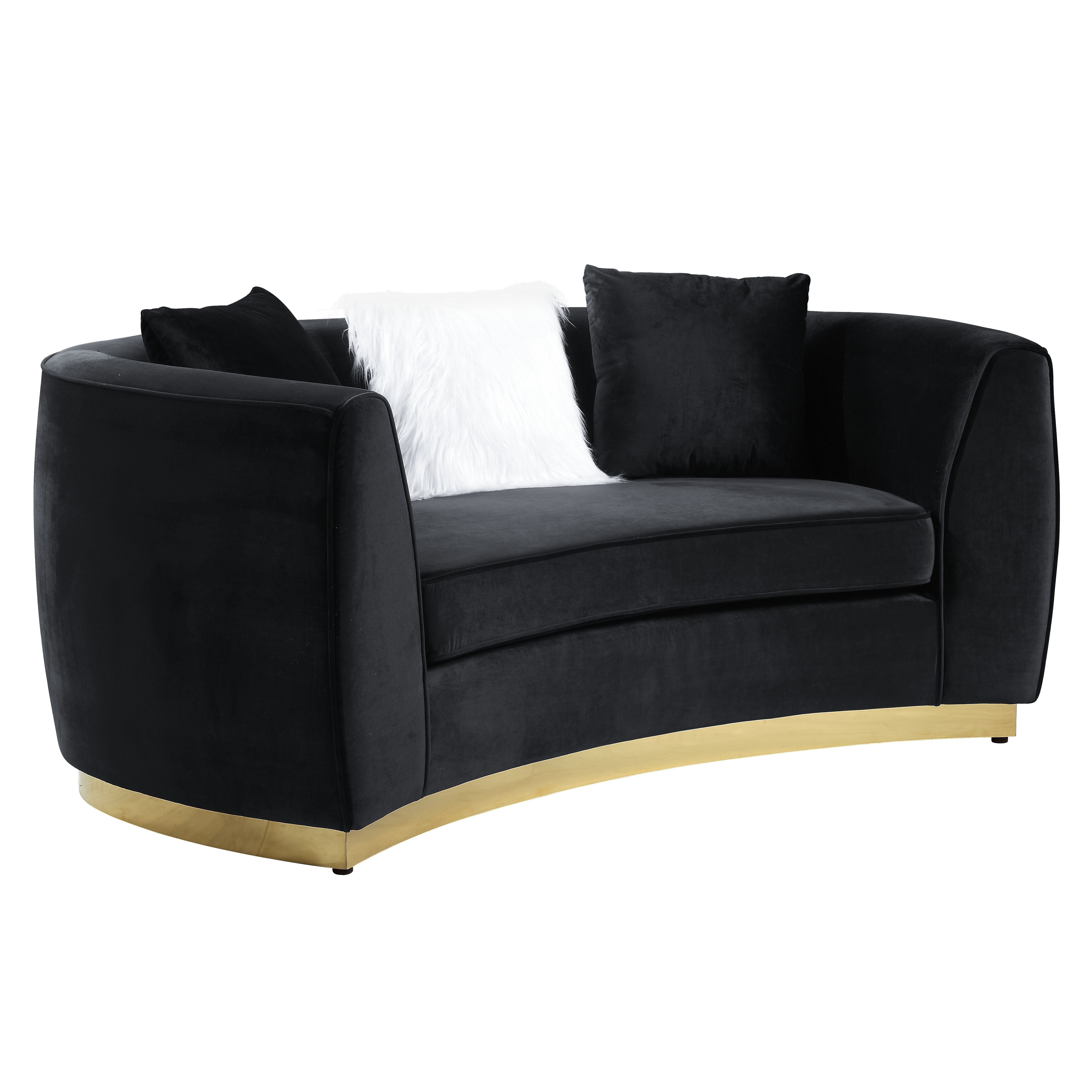 ACME Achelle - Loveseat - Black Velvet | Meri Furniture