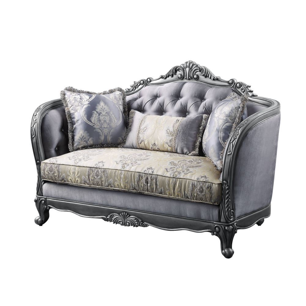 ACME Ariadne - Loveseat - Fabric & Platinum | Meri Furniture
