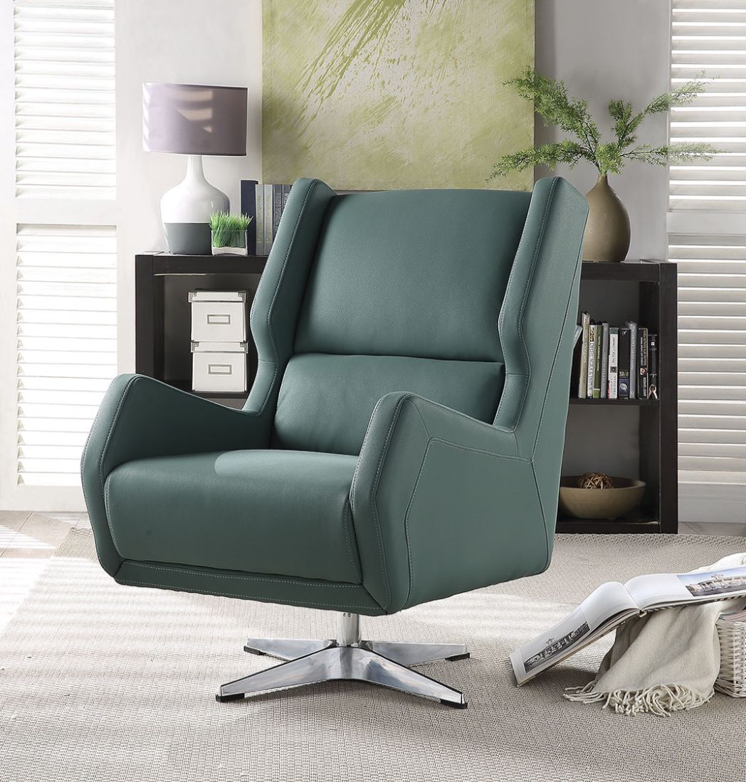 ACME Eudora II - Accent Chair - Green Leather-Gel | Meri Furniture