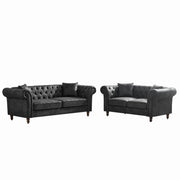 Chesterfield 3 And 2 Seater Sofa Set, High Tech Fabric Upholstered Couch For Living Room