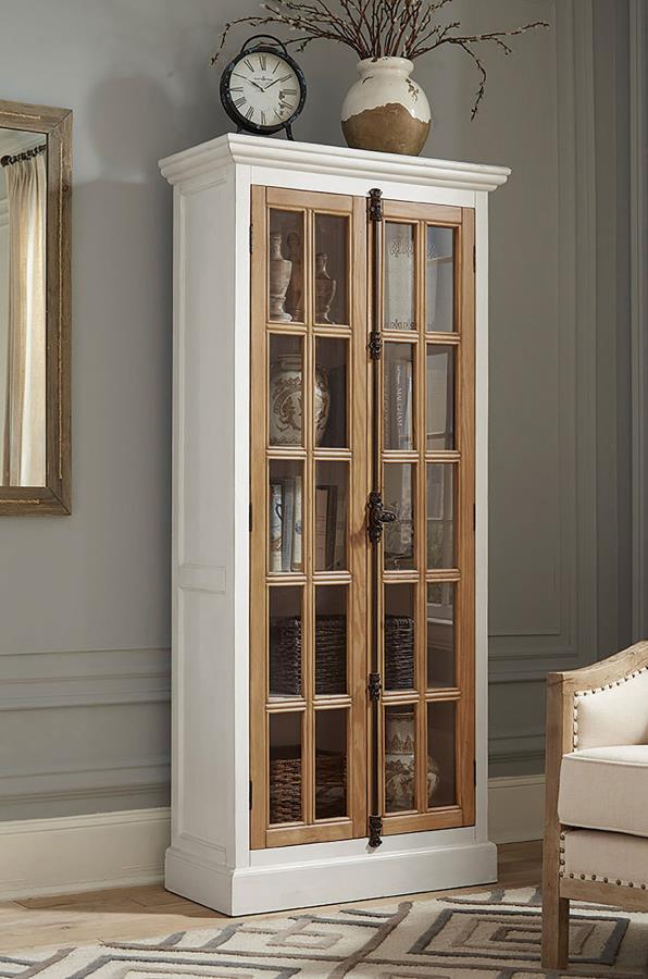 Coaster Fine Furniture Tammi - 2 Door Wood Tall Cabinet Distressed White And Brown - Distressed White And Brown | Meri Furniture