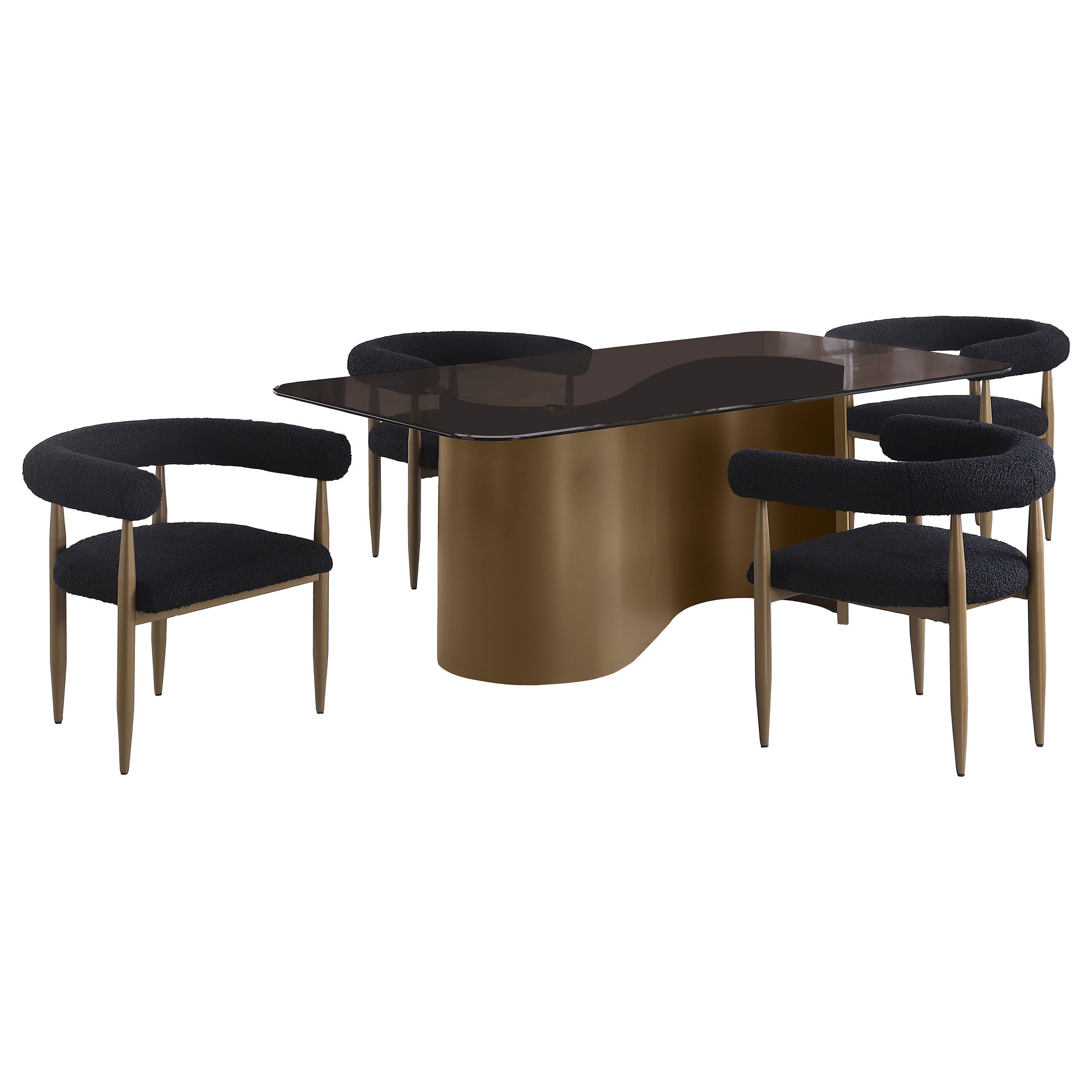 Coaster Fine Furniture Edson - 5 Piece Rectangular Glass Top Dining Table Set - Bronze | Meri Furniture