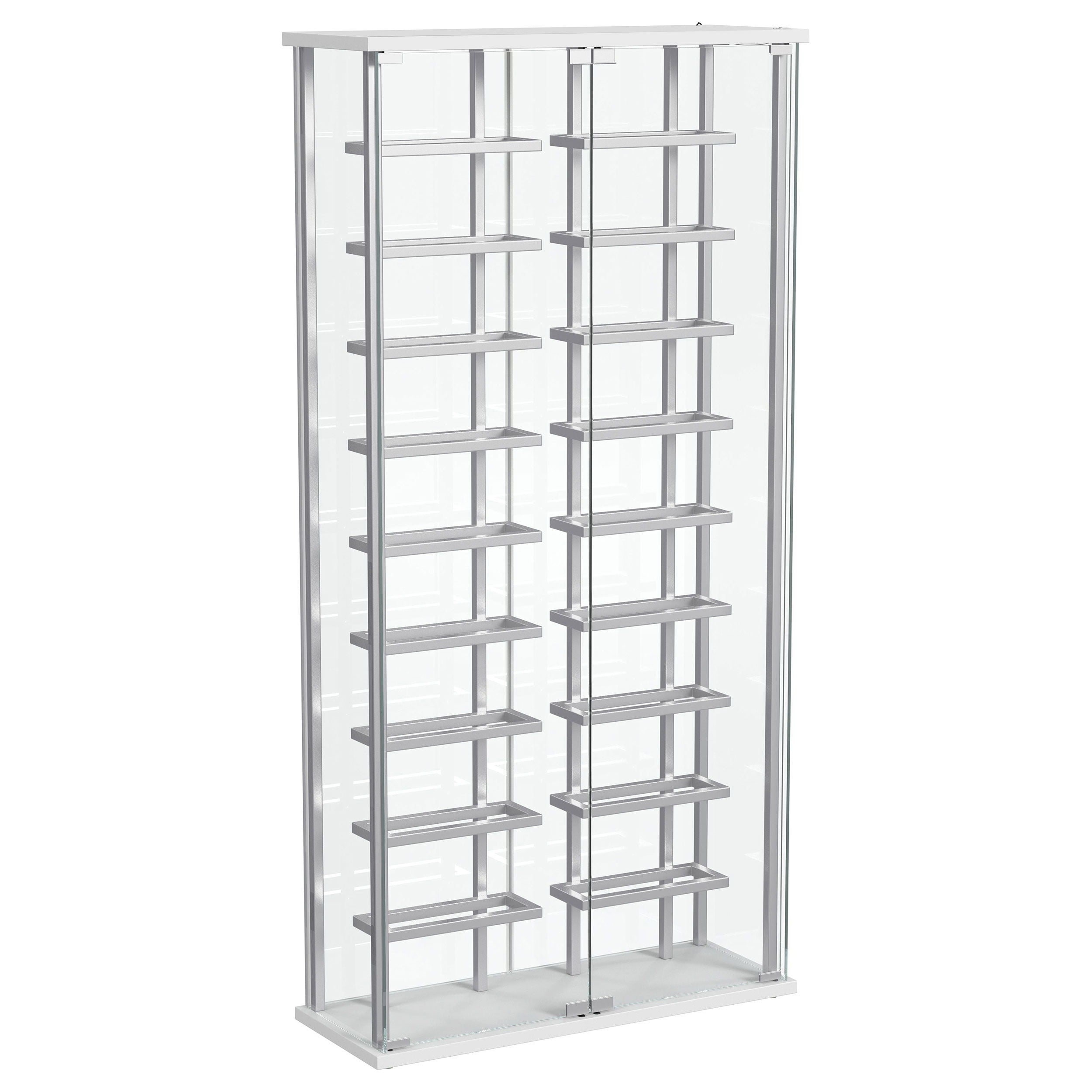Coaster Fine Furniture Montara - Tempered Glass Wine Storage LED Curio Cabinet - Chrome | Meri Furniture