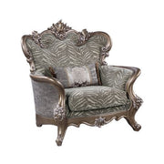 ACME Elozzol - Chair With Pillow - Fabric & Antique Bronze Finish - Wood | Meri Furniture
